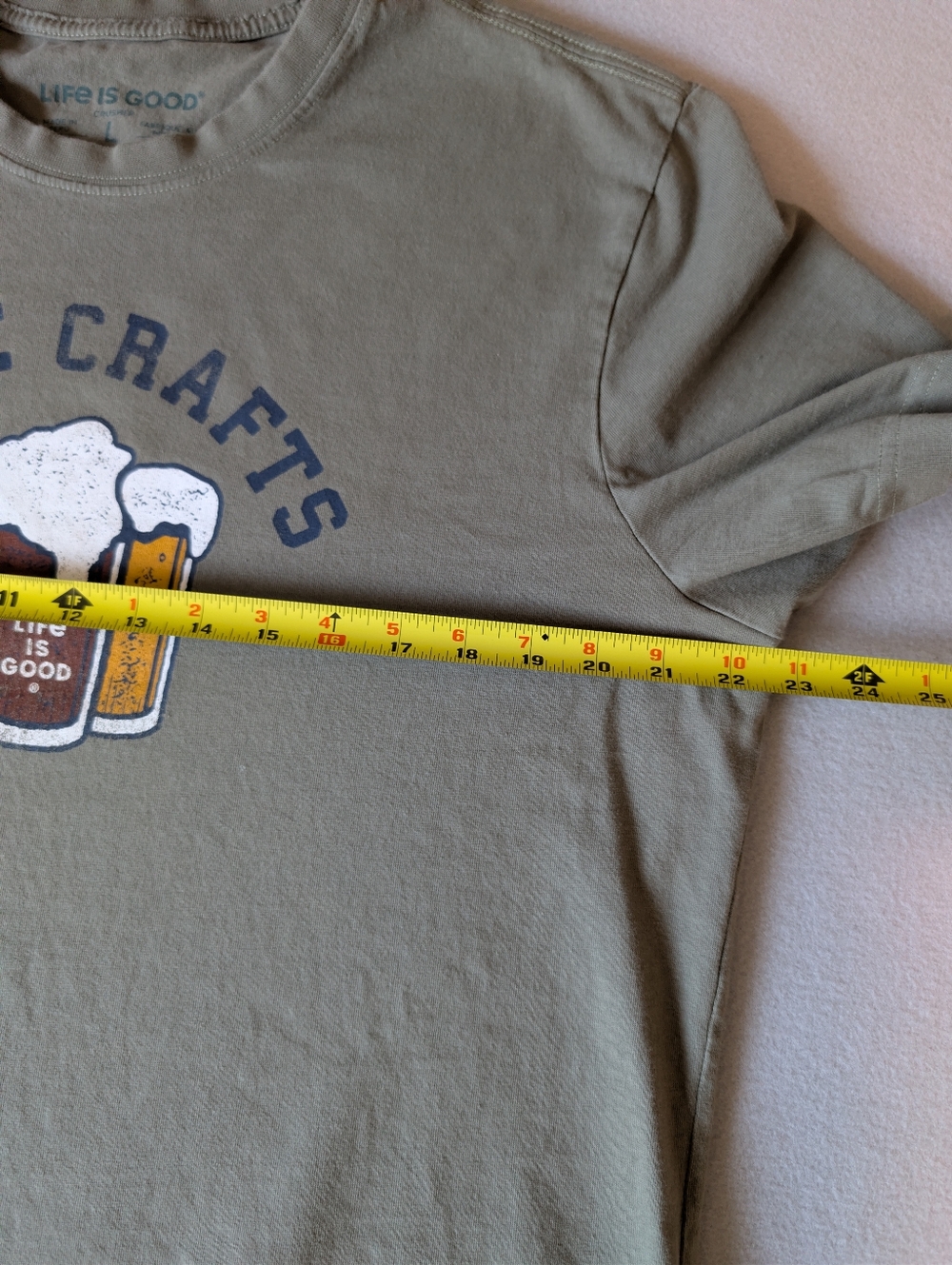 Life is Good Men's Crusher T-Shirt I Like Crafts Beer Humor Graphic Green Sz L image 8